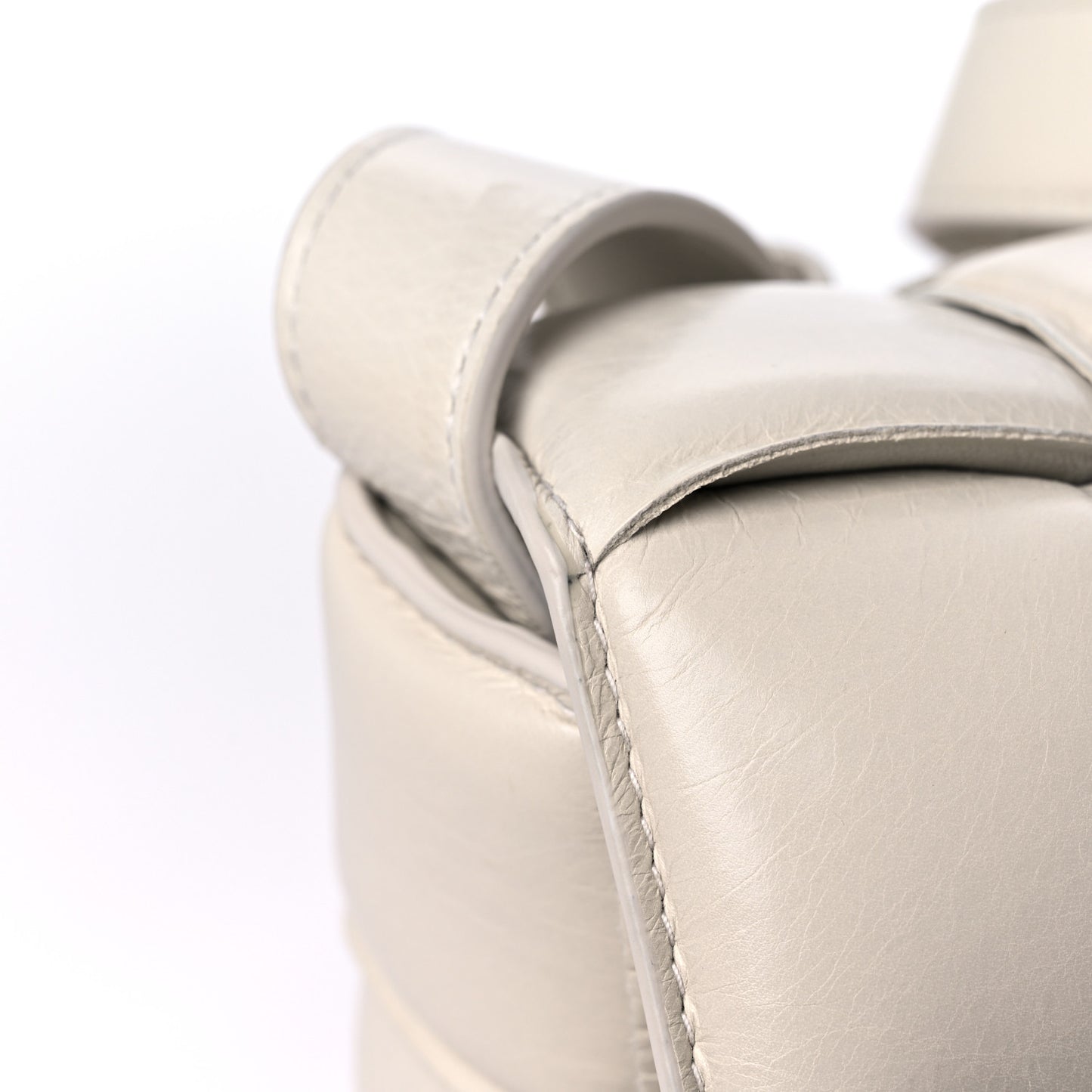 Paper Calfskin Maxi Intreccio Padded Cassette Crossbody Bag Chalk