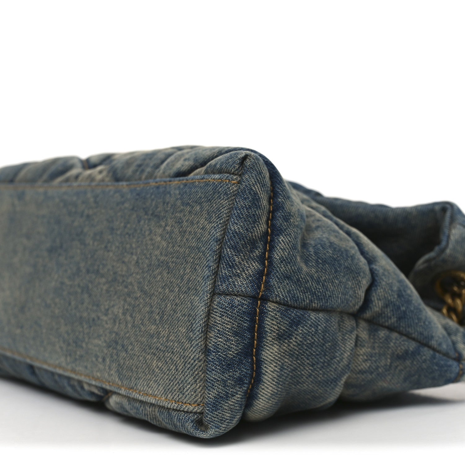 Saint Laurent Denim Quilted Loulou Puffer Monogram Chain Satchel Blue Cinnamon 10 of 10