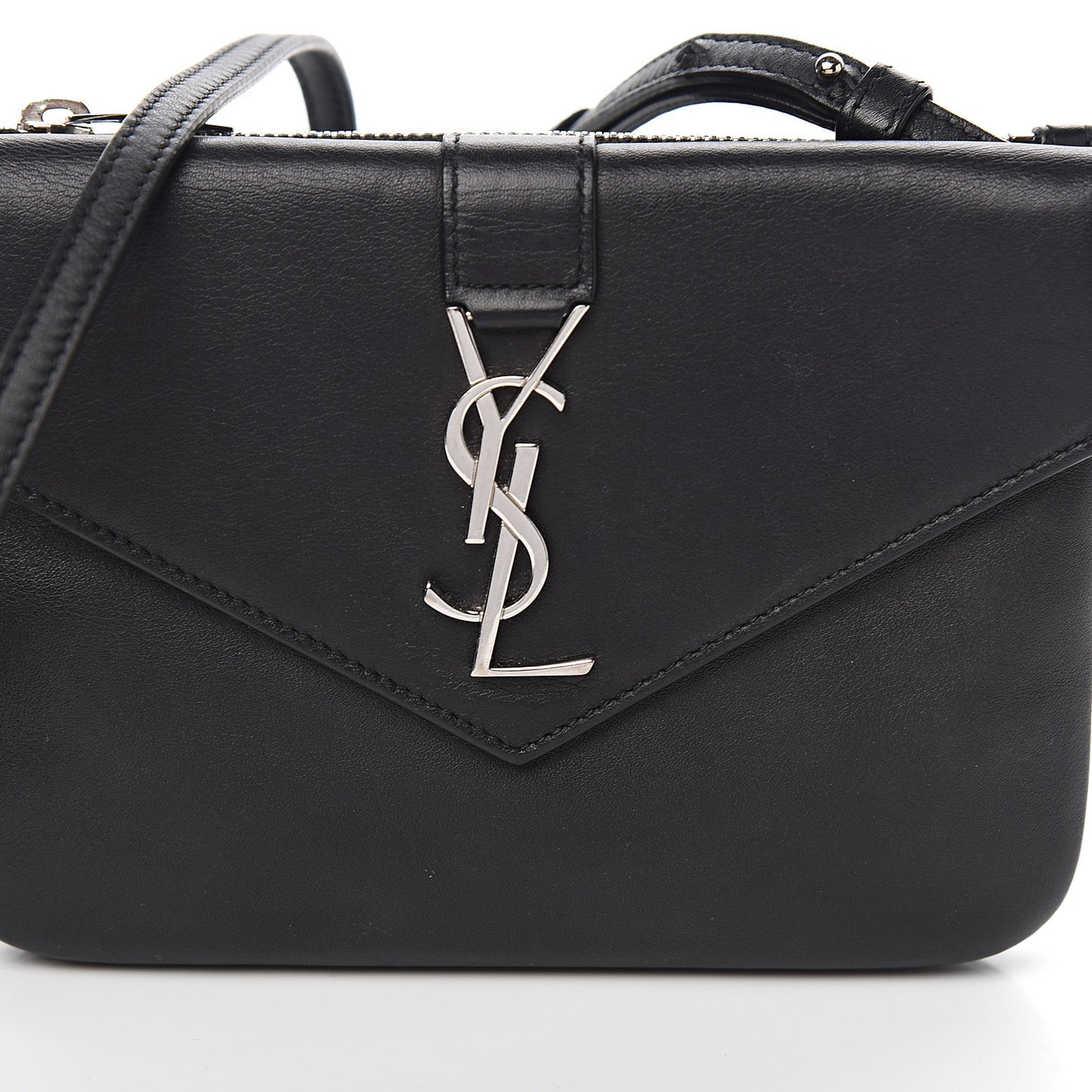 Calfskin Monogram Tri Pocket Crossbody Bag Black