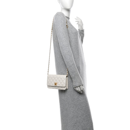 Chanel Pearly Caviar Quilted Fit For You Wallet on Chain WOC White 2 of 11