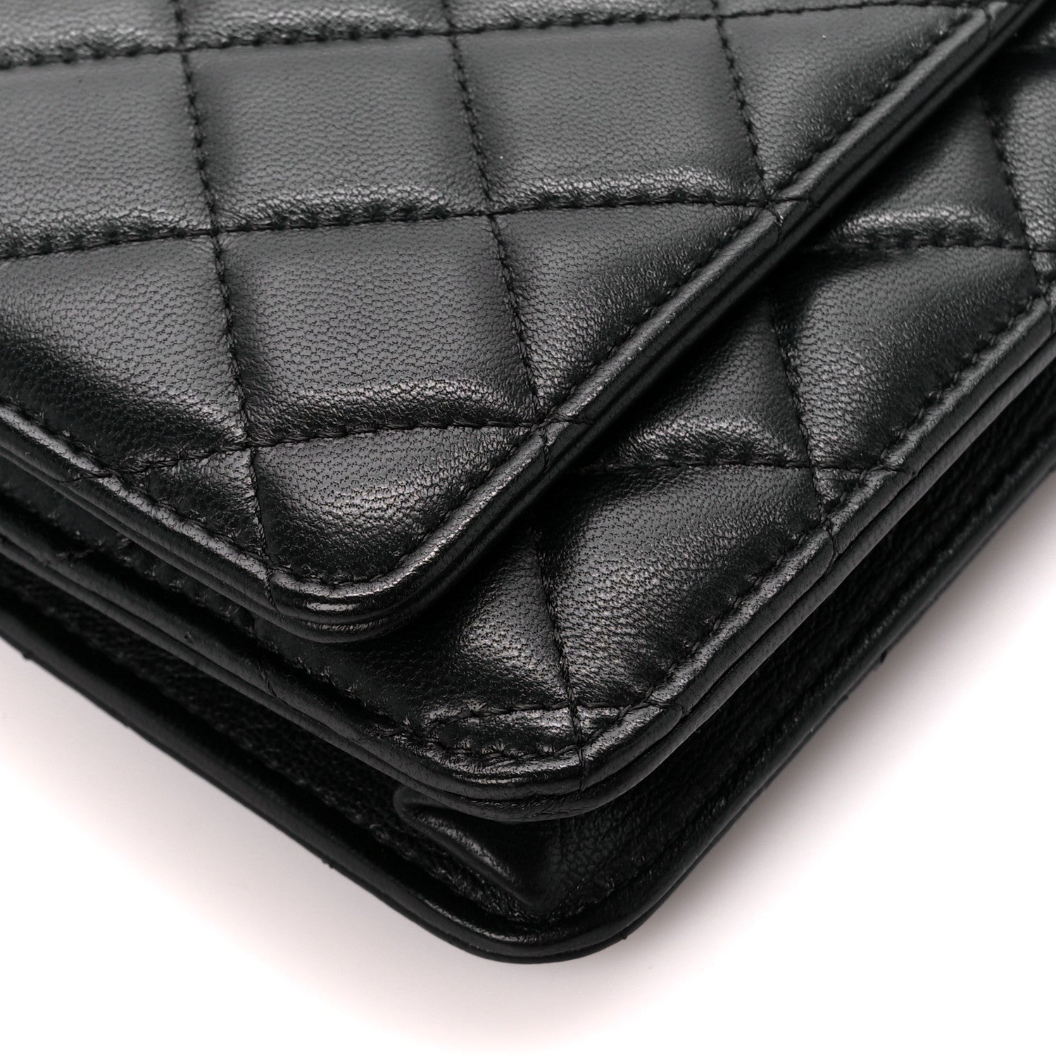Chanel Lambskin Quilted Wallet On Chain WOC Black 11 of 14