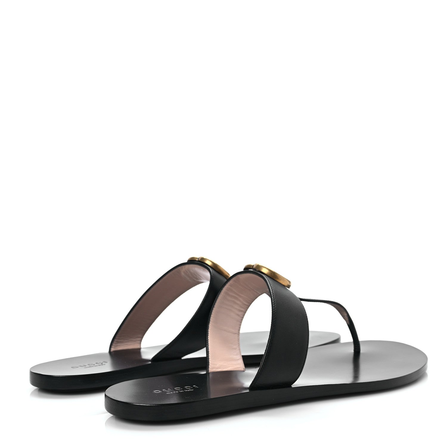 Gucci Calfskin GG Marmont Thong Sandals 41.5 Black 4 of 9
