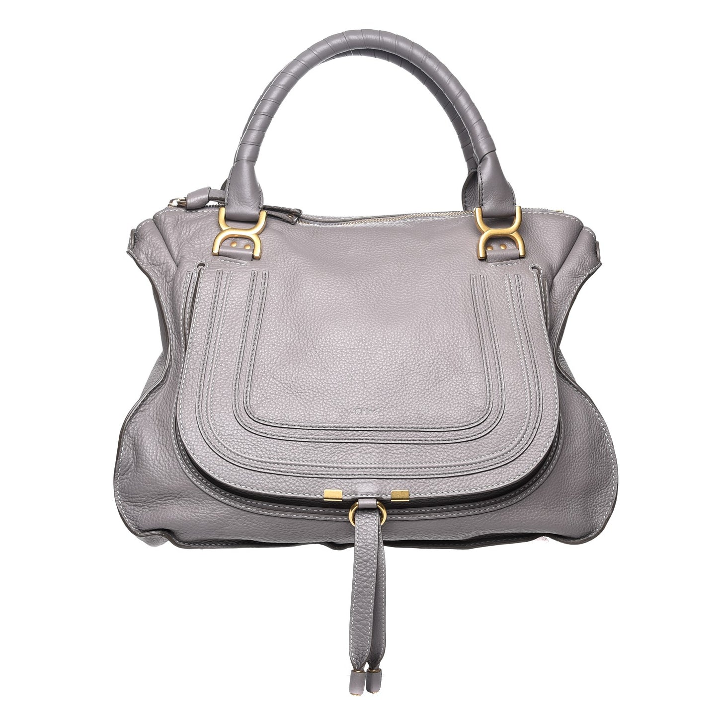 Calfskin Large Marcie Satchel Cashmere Grey