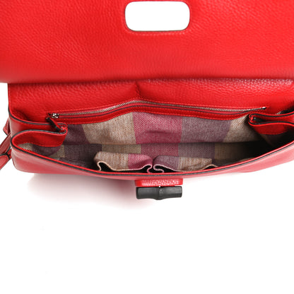 Gucci Pebbled Calfskin Large Bamboo Daily Top Handle Bag Red 5 of 13