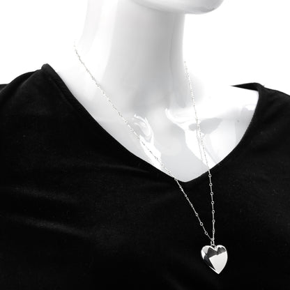 Tiffany Sterling Silver Puffed Heart Pendant Link Necklace 2 of 6