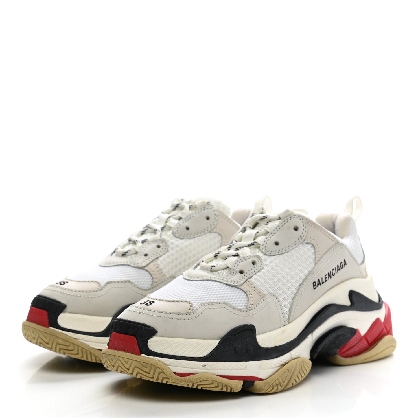 Fabric Mesh Womens Triple S Sneakers 38 Grey Red White