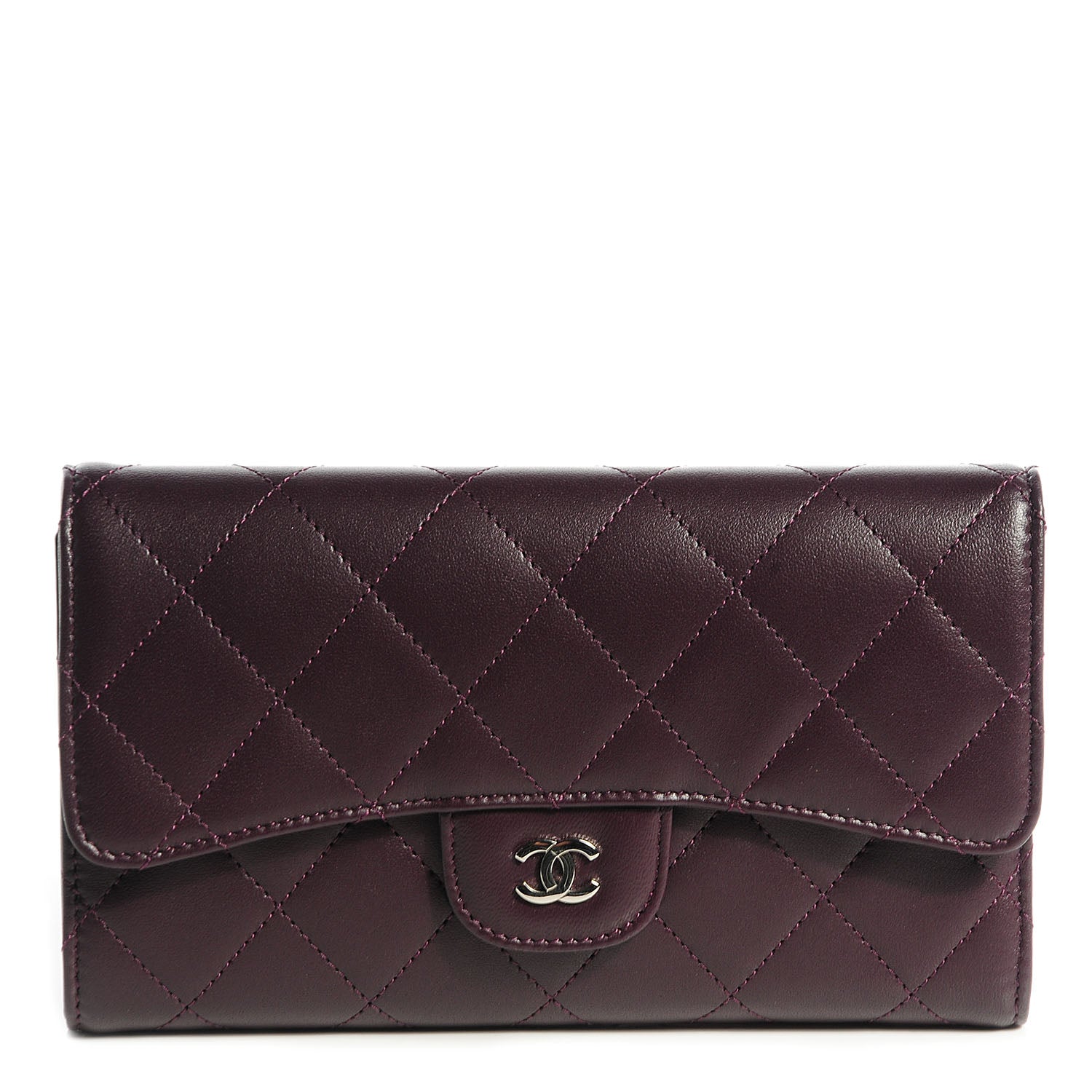 Chanel Lambskin Quilted Large Flap Wallet Plum 1 of 7