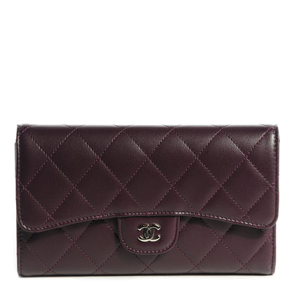 Chanel Lambskin Quilted Large Flap Wallet Plum 1 of 7
