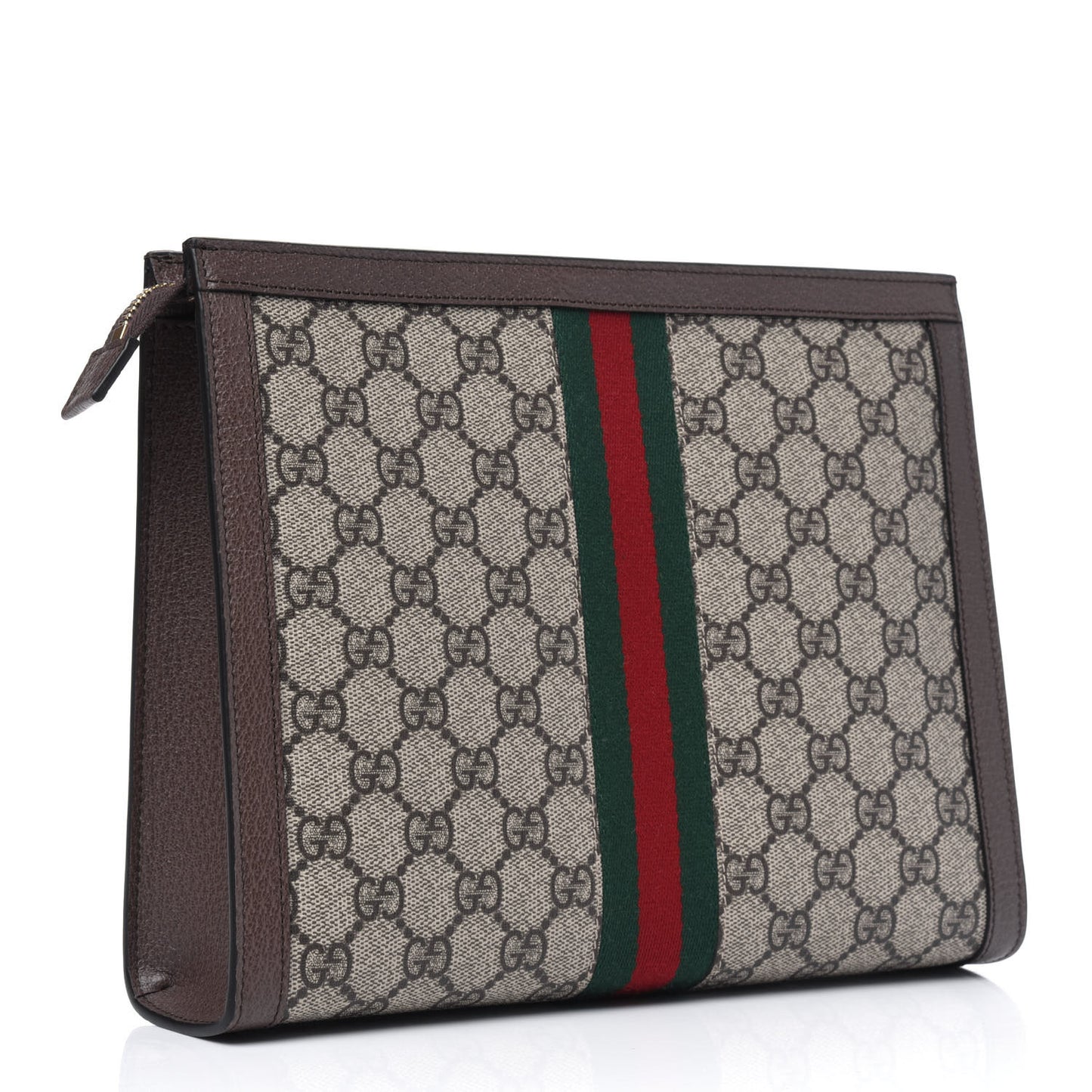 GG Supreme Monogram Web Ophidia Pouch Brown