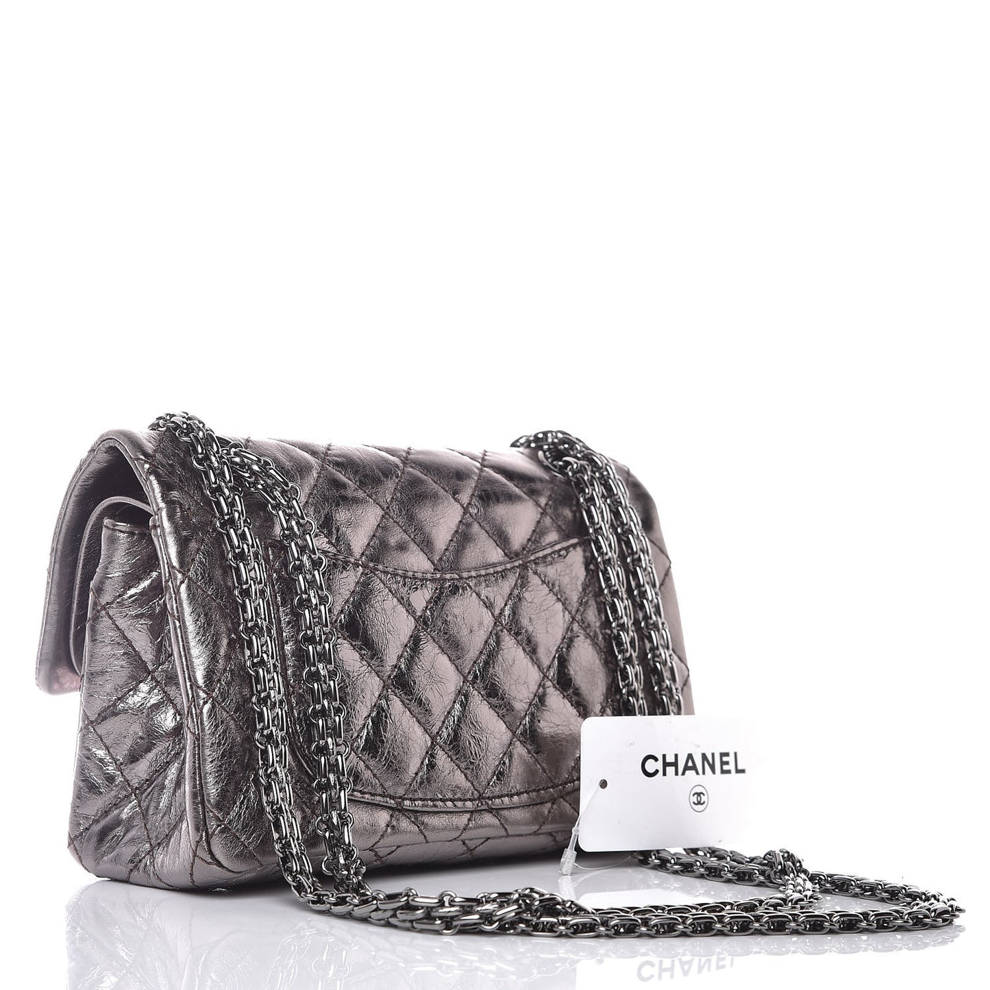 Metallic Aged Calfskin 2.55 Reissue 224 Flap Silver