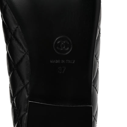 Chanel Aged Calfskin Quilted CC Cap Toe Ballerina Flats 37 Black 7 of 10