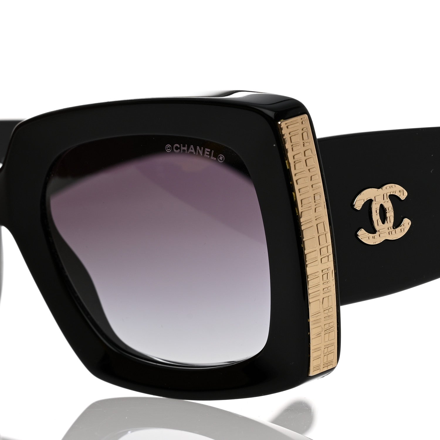 Chanel Acetate Rectangle Sunglasses 5435 Black 7 of 8