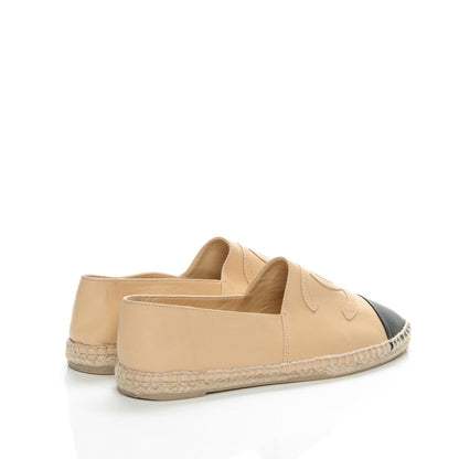 Chanel Lambskin CC Espadrilles 38 Beige Black 4 of 10