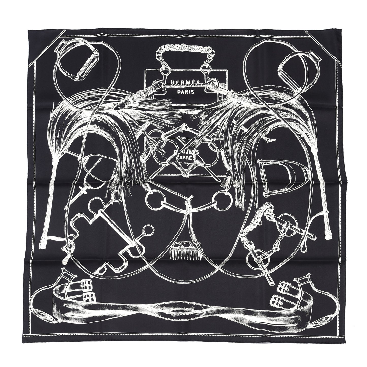Silk Projets Carres Scarf 90 Black White