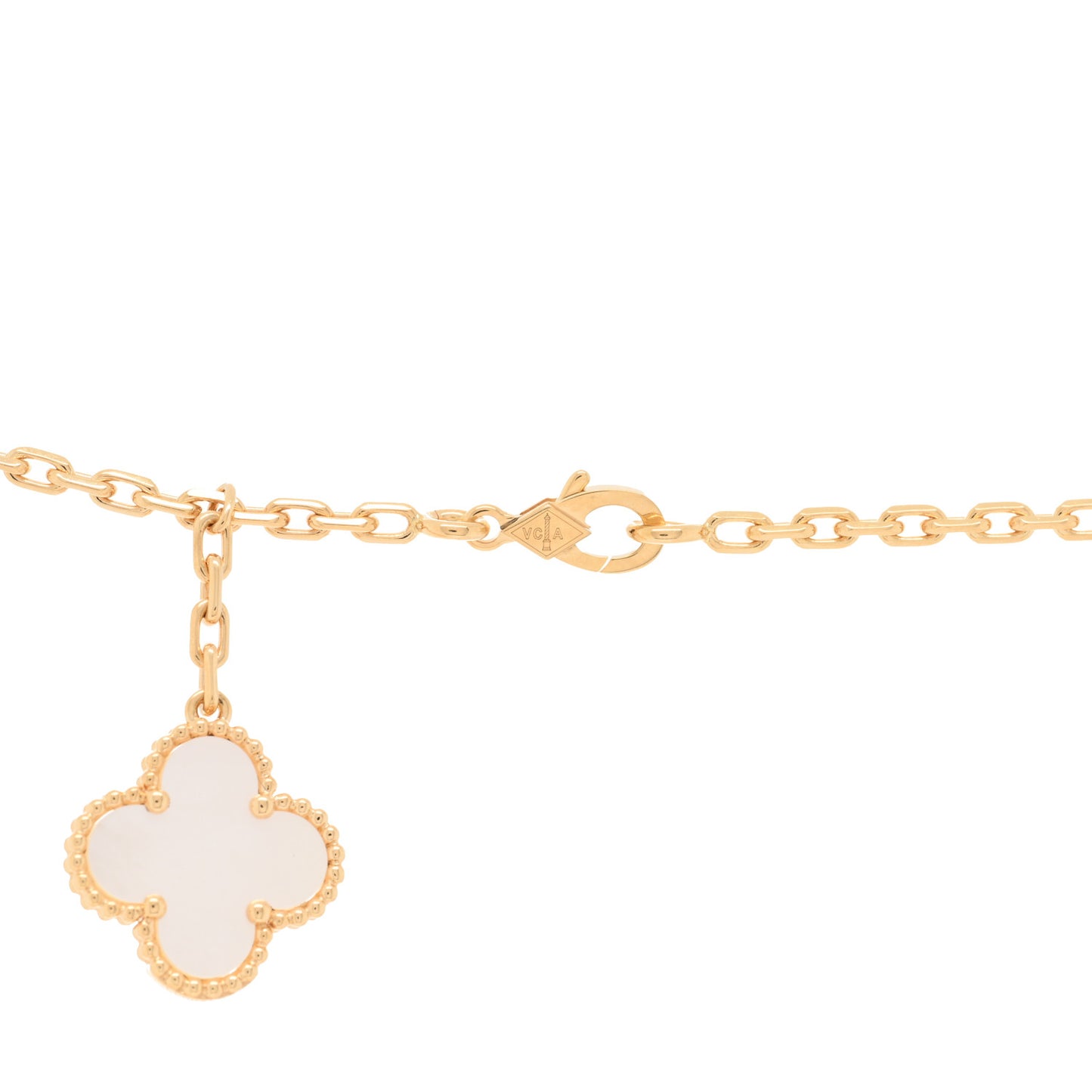 18K Yellow Gold Mother of Pearl Onyx 6 Motifs Magic Alhambra Necklace