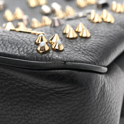 Christian Louboutin Calfskin Spikes Loubinthesky Large Triloubi Shoulder Bag Black 12 of 18