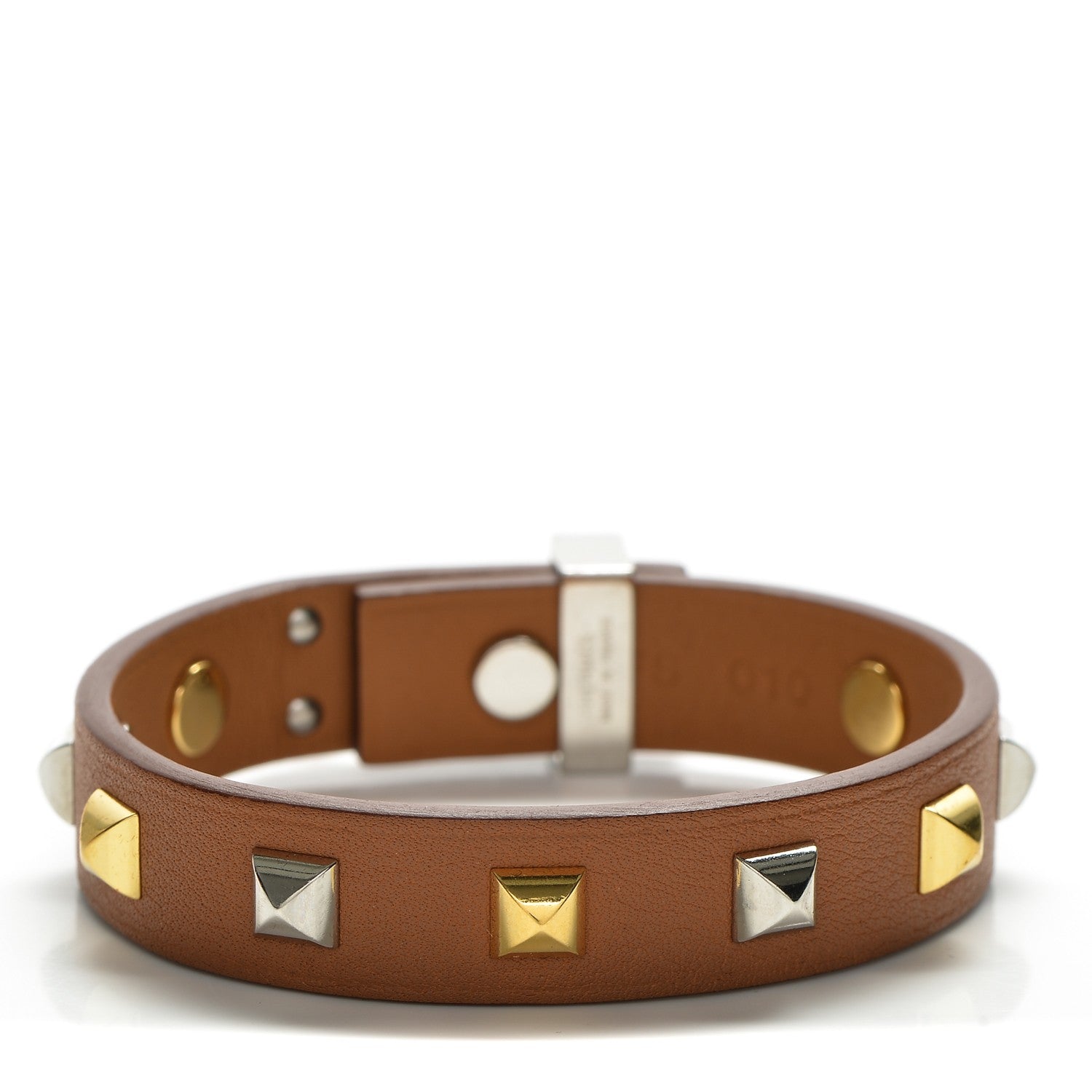 Hermes Swift Mini Dog Square Studded Bracelet T2 Gold 1 of 6