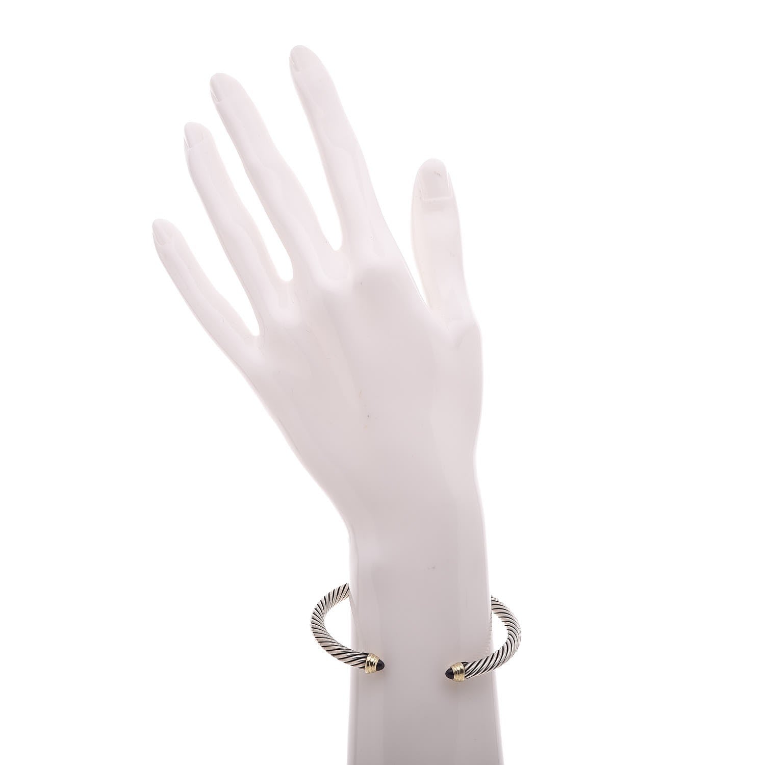 David Yurman Sterling Silver 14K Yellow Gold Amethyst 5mm Cable Classics Petite Color Bracelet 2 of 5