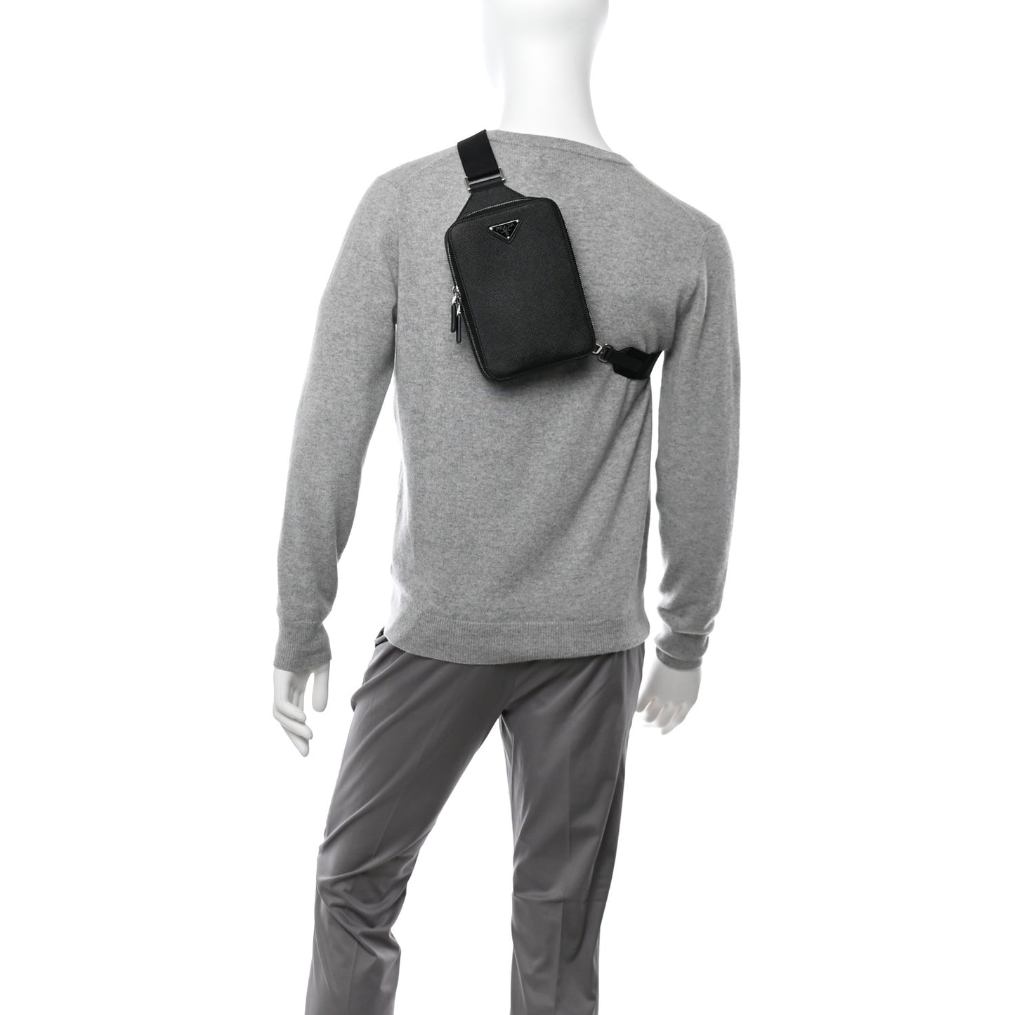 Saffiano Travel Brique Crossbody Messenger Bag Black