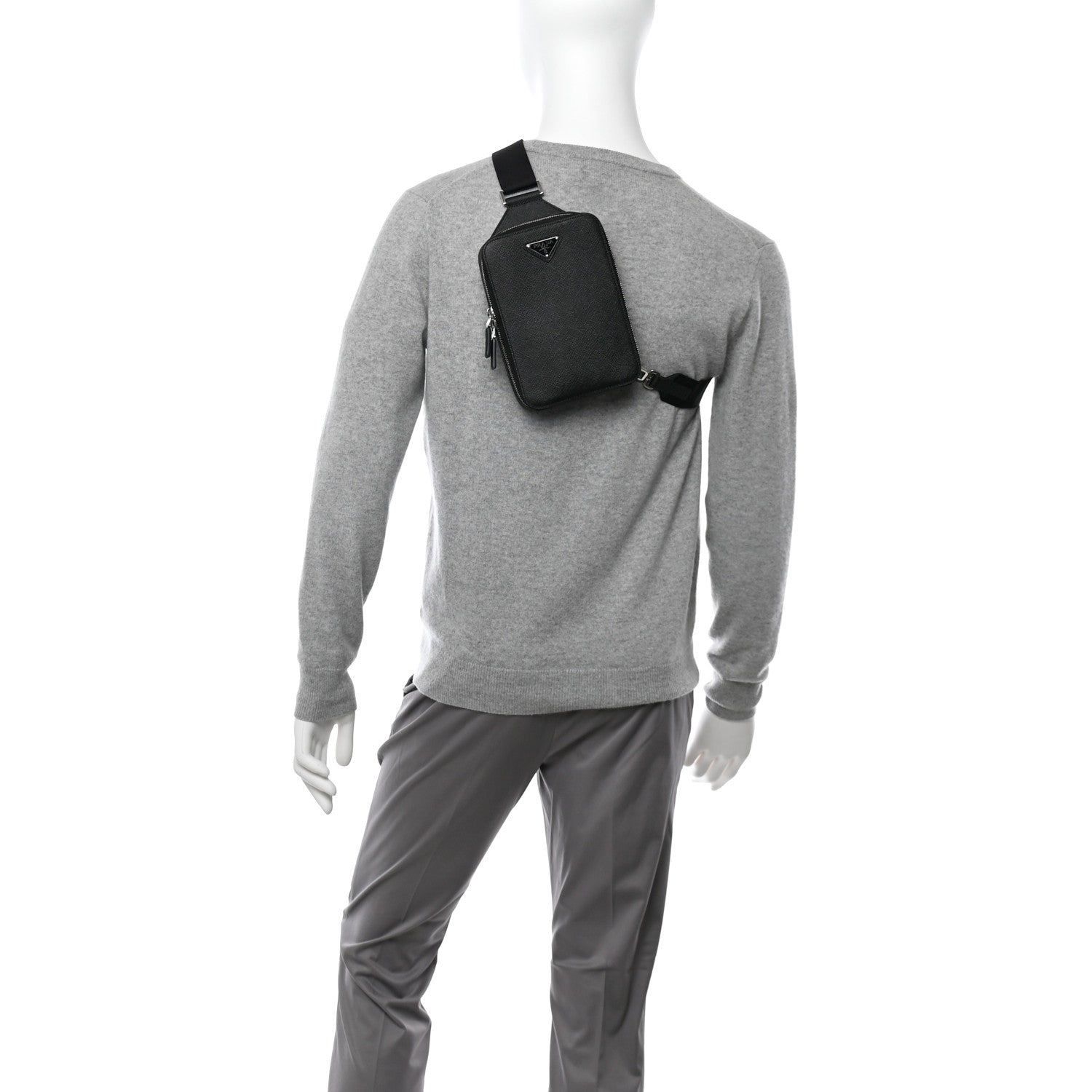 Prada Saffiano Travel Brique Crossbody Messenger Bag Black 2 of 9