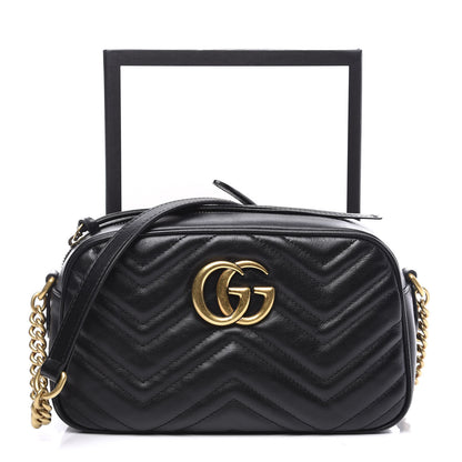 Gucci Calfskin Matelasse Small GG Marmont Chain Shoulder Bag Black 11 of 11