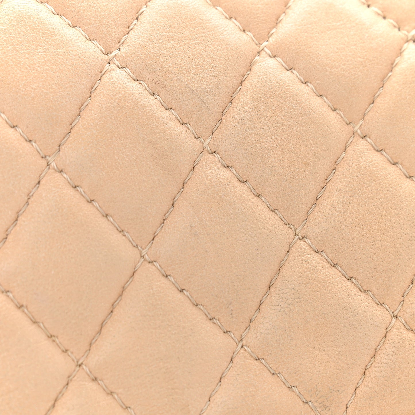 Lambskin Quilted Medium Double Flap Beige