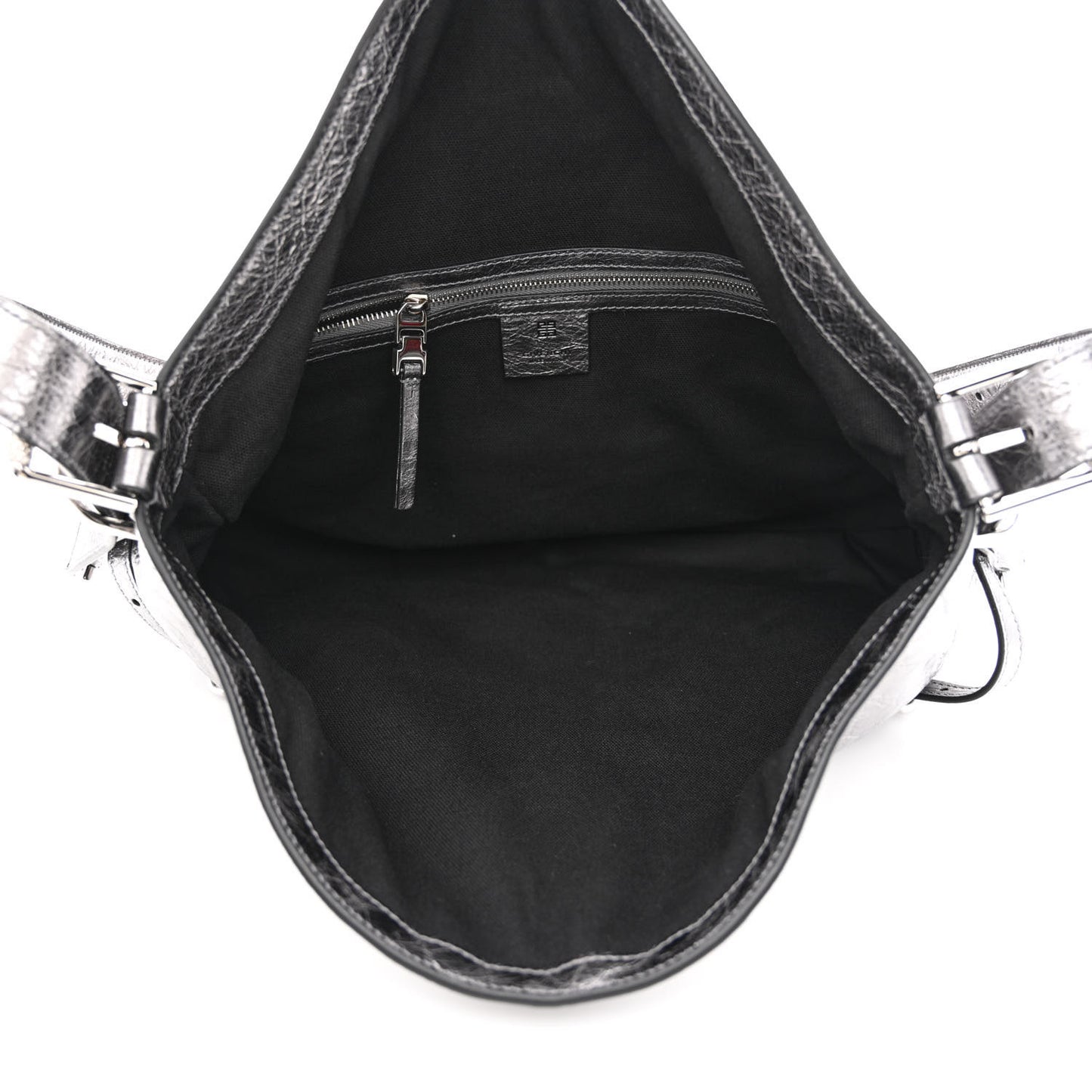 Metallic Calfskin Medium Voyou Bag Silver