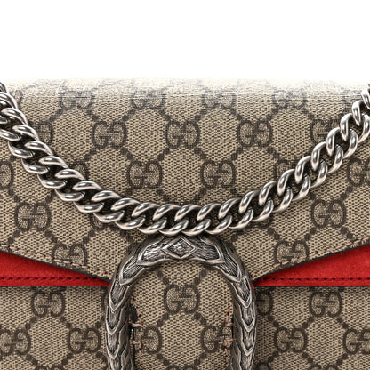 Gucci GG Supreme Monogram Suede Small Dionysus Shoulder Bag Beige Ebony Vulcanic Red 8 of 10