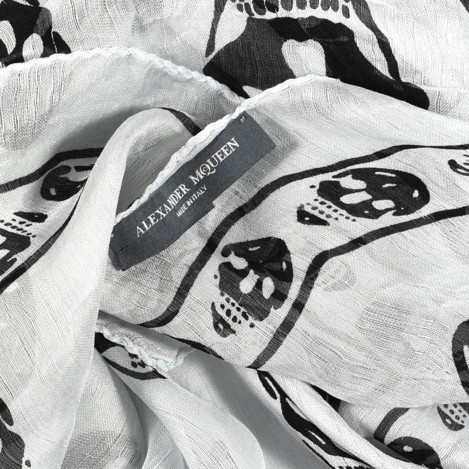 Alexander McQueen Silk Chiffon Skull Scarf Ivory Black 3 of 3