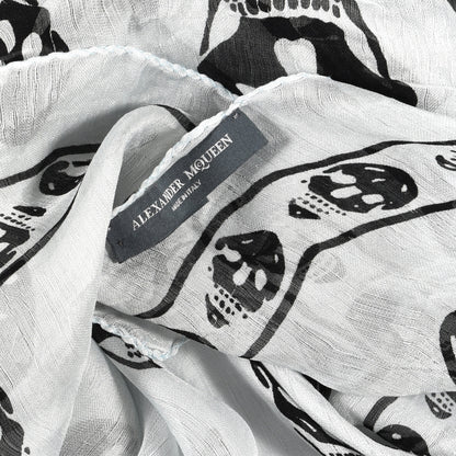 Alexander McQueen Silk Chiffon Skull Scarf Ivory Black 3 of 3