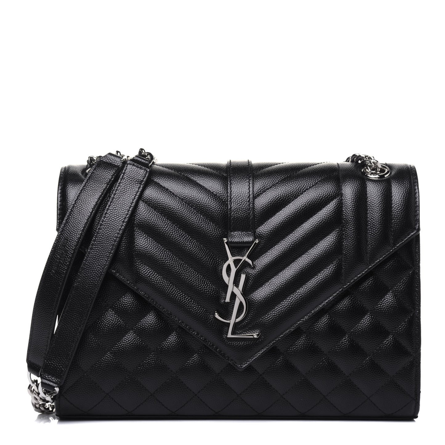 Grain De Poudre Textured Mixed Matelasse Triquilt Medium Monogram Satchel Black