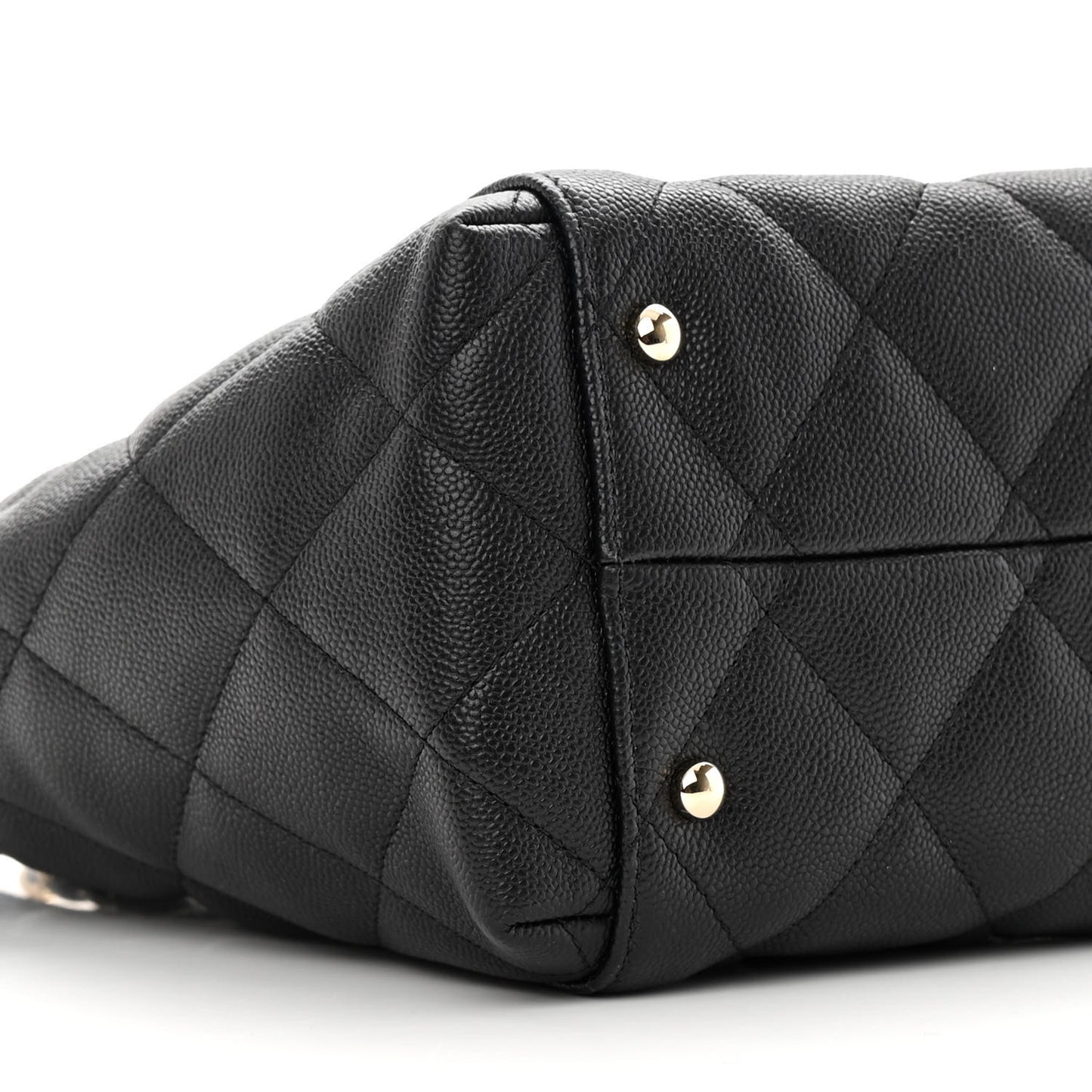 Caviar Quilted Small Shopping Tote Black