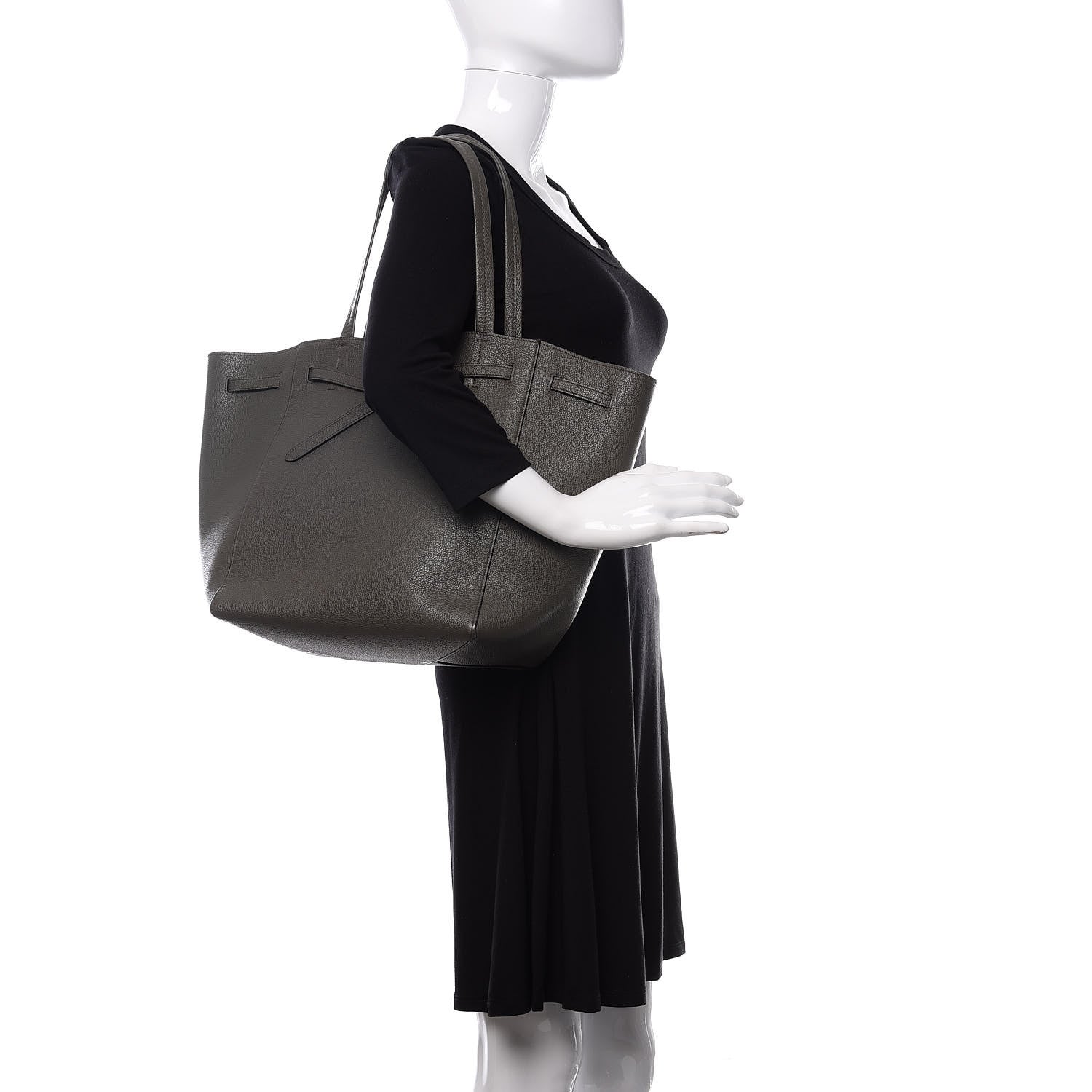 Celine Soft Grained Calfskin Small Belt Cabas Phantom Stone 2 of 12