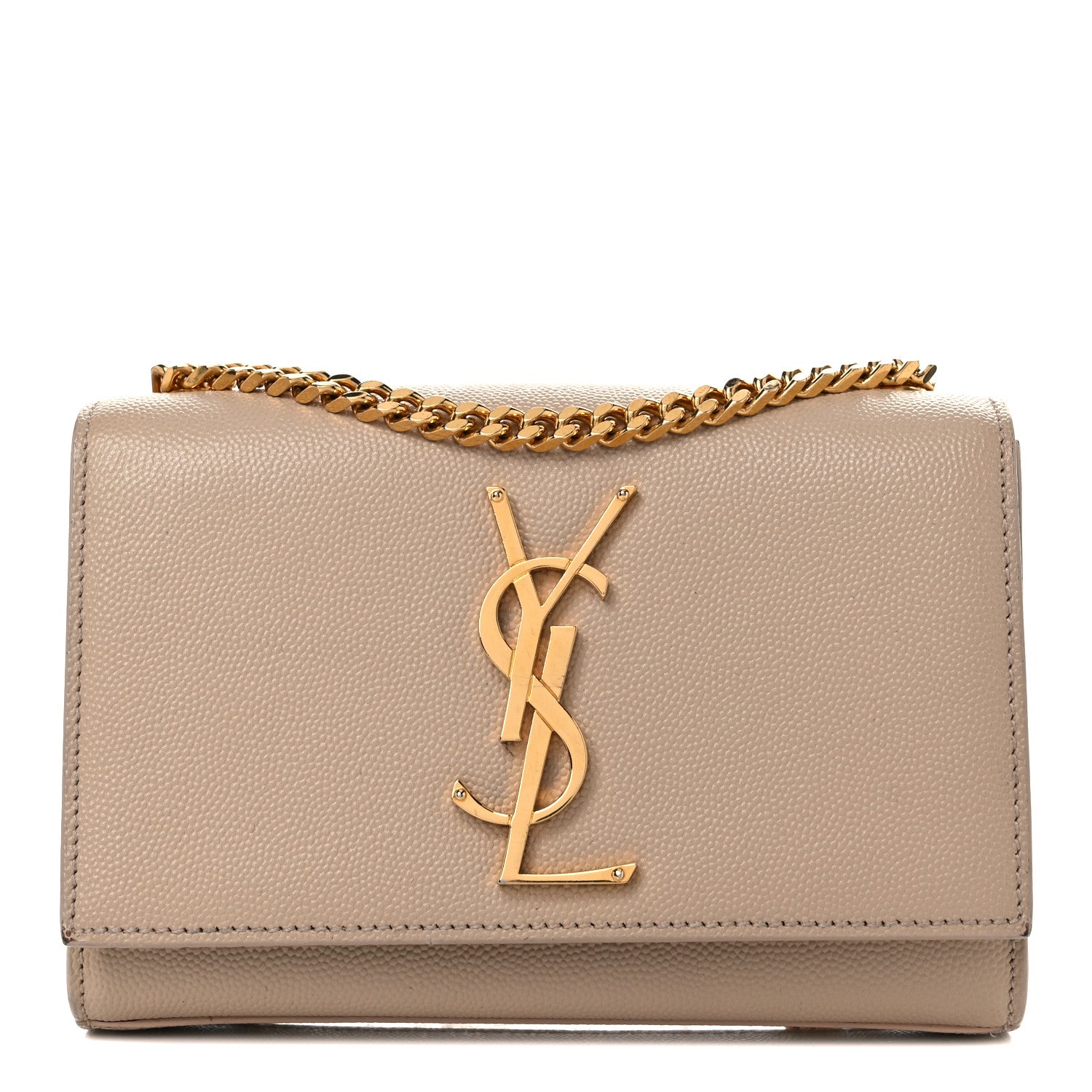 Saint Laurent Grain De Poudre Small Monogram Kate Satchel Dark Beige 1 of 24