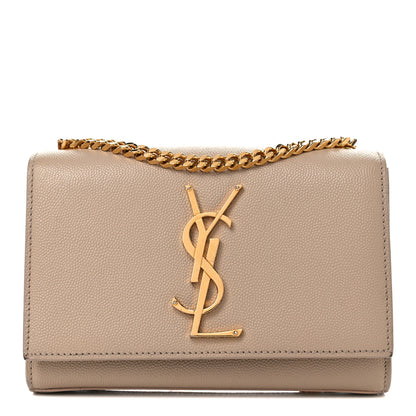 Saint Laurent Grain De Poudre Small Monogram Kate Satchel Dark Beige 1 of 24