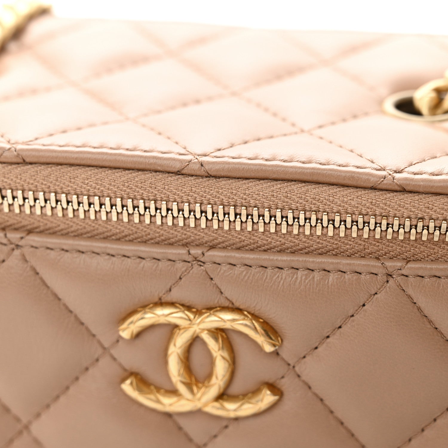 Chanel Lambskin Quilted Small Pillow Crush Vanity Case With Chain Beige 12 of 13