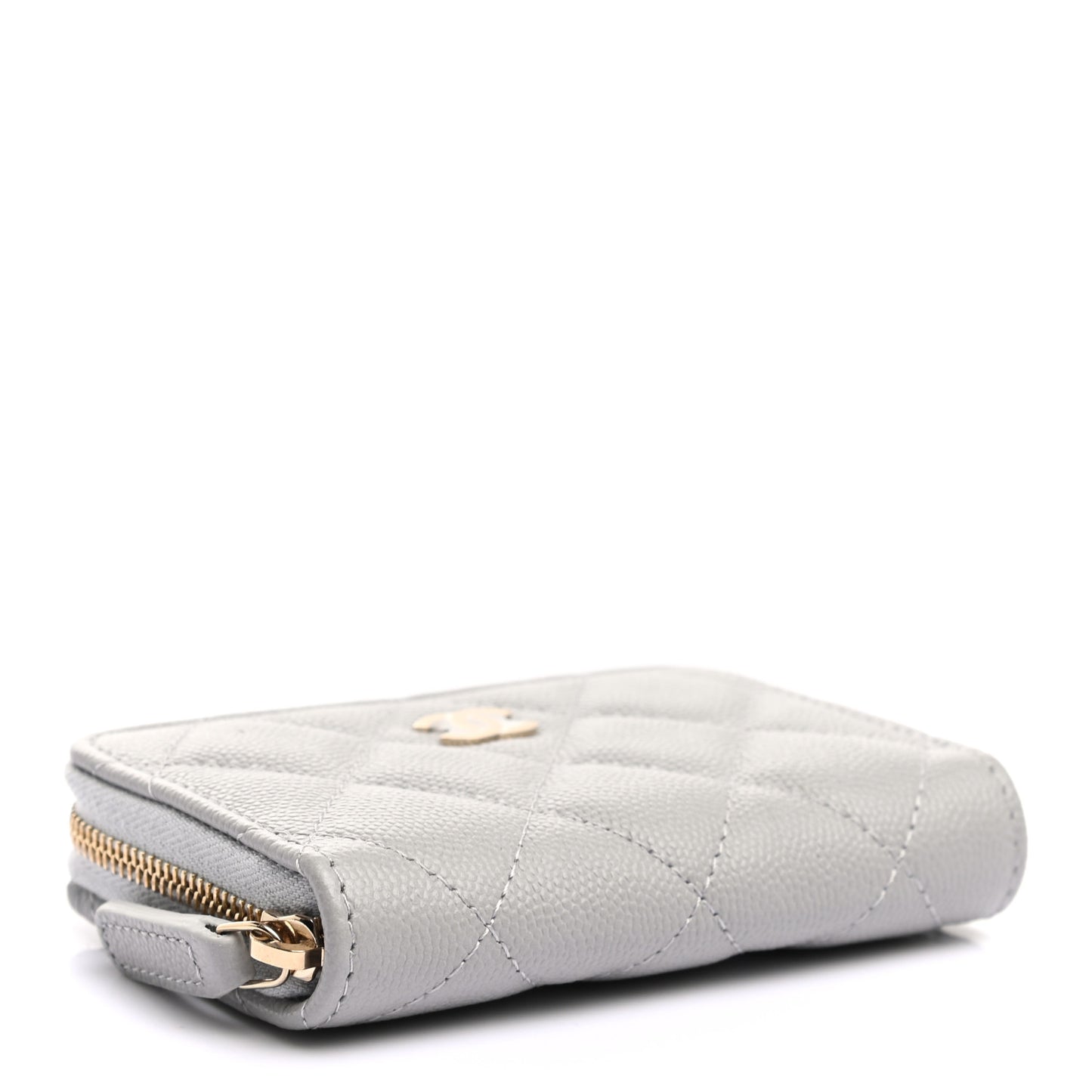 Caviar Quilted Zip Coin Purse Grey