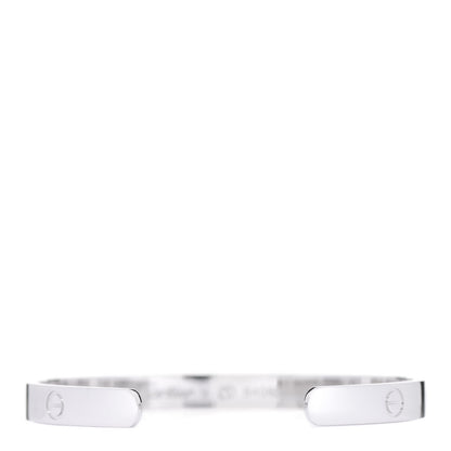 Cartier 18K White Gold 1 Diamond LOVE Cuff Bracelet 18 2 of 3