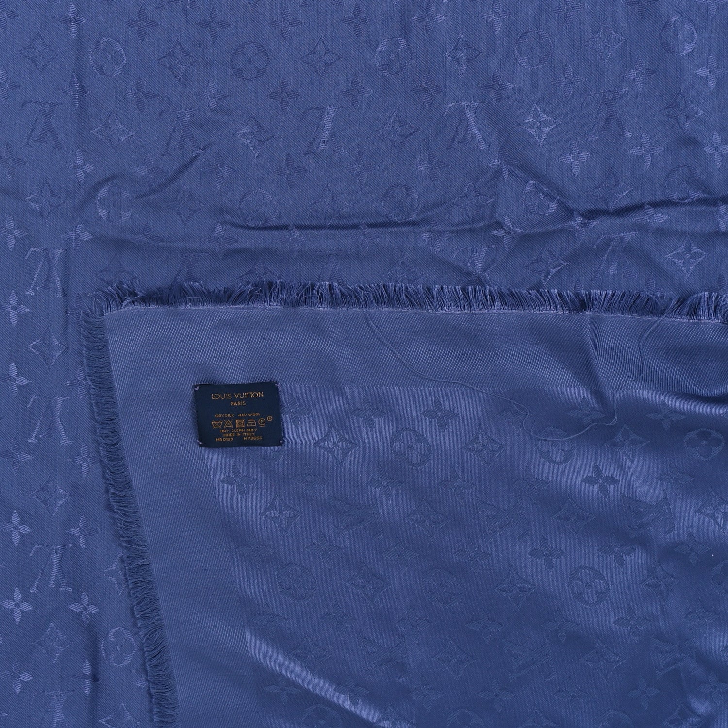 Louis Vuitton Silk Wool Monogram Shawl Night Blue 3 of 3
