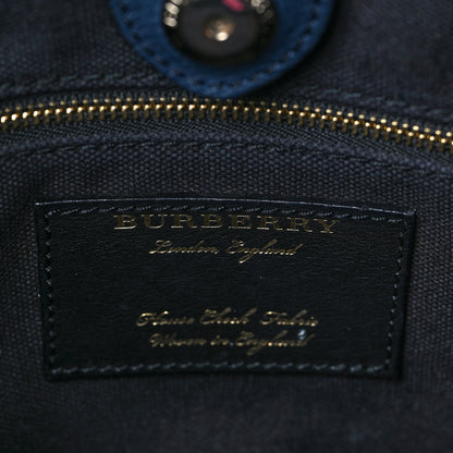 Burberry Grainy Calfskin House Check Medium Banner Tote Ink Blue 7 of 12