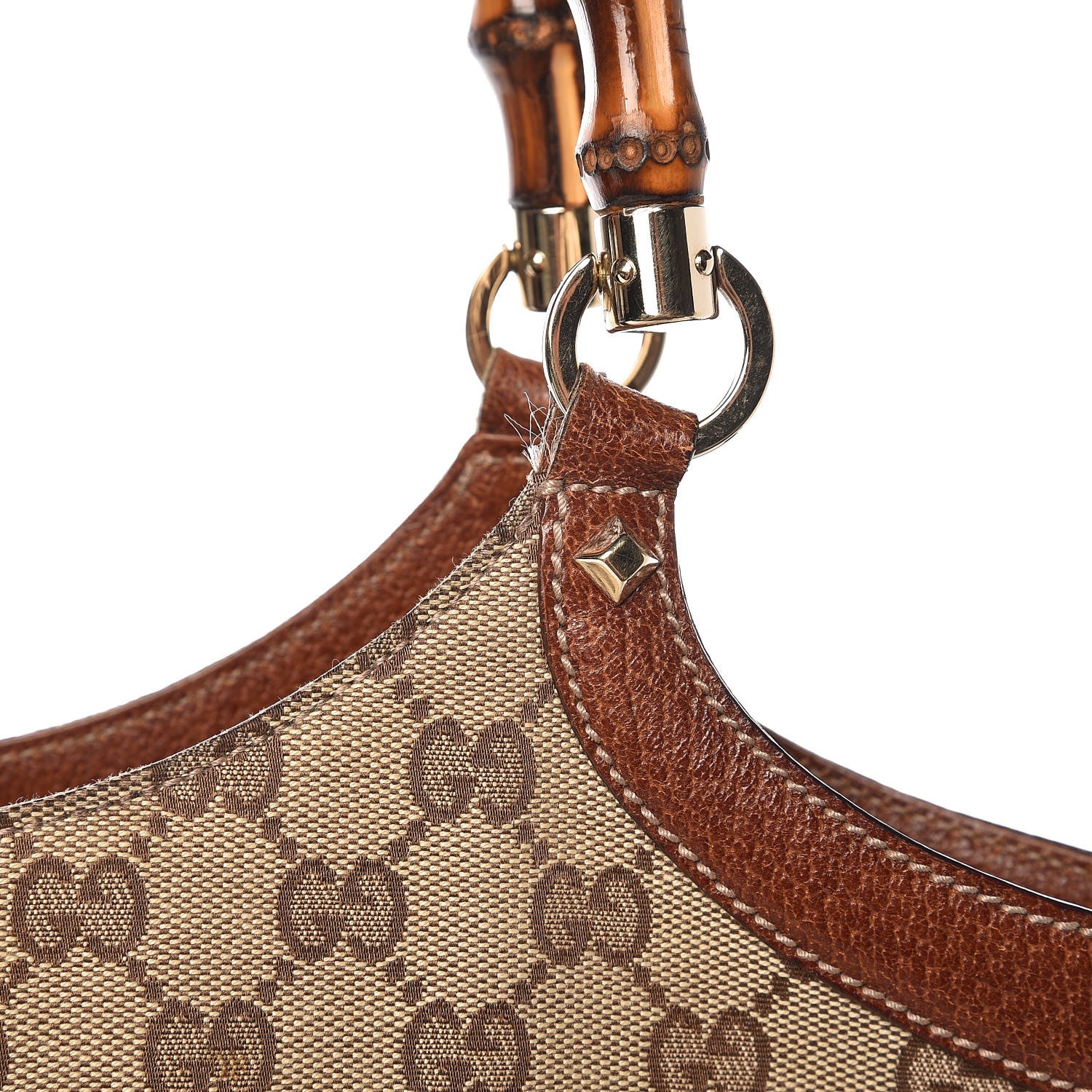 Gucci Monogram Bamboo Handle Tote Tan 8 of 8