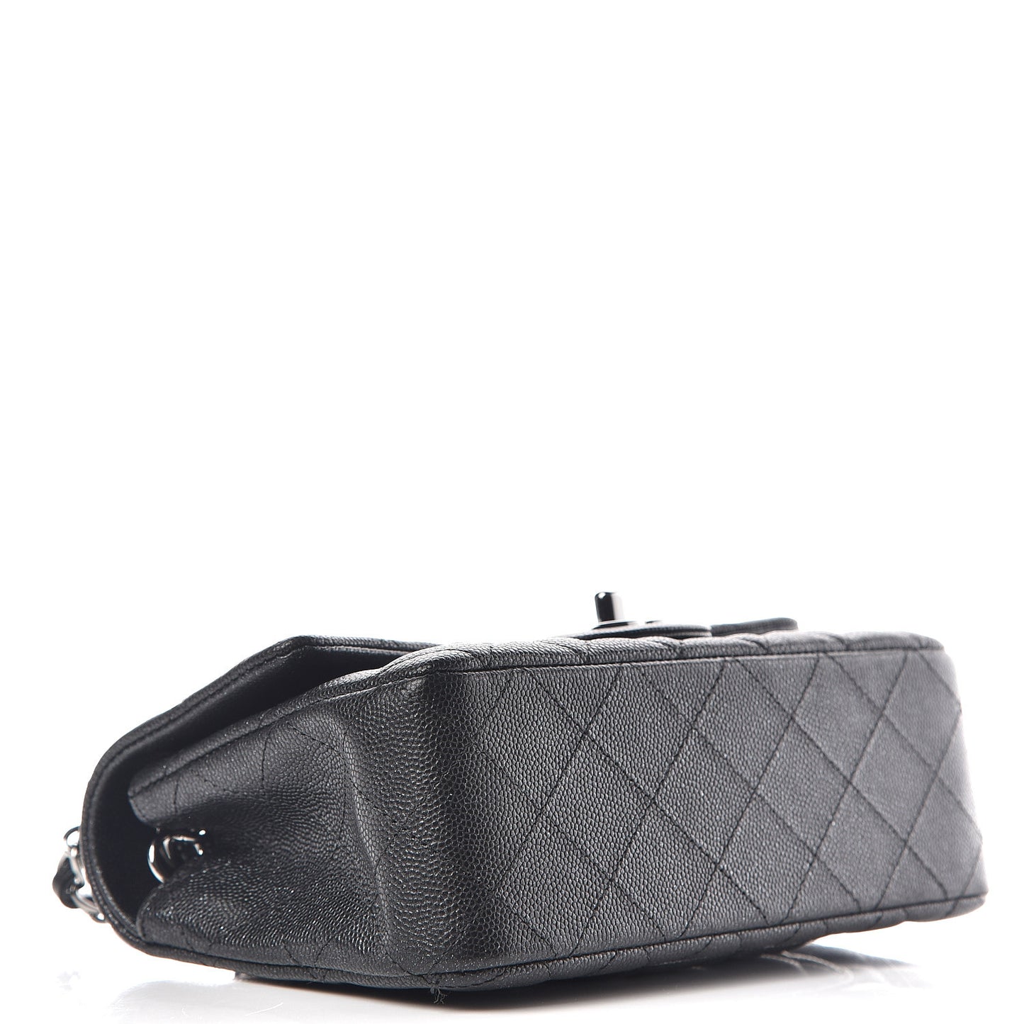 Iridescent Caviar Quilted Mini Rectangular Flap Black