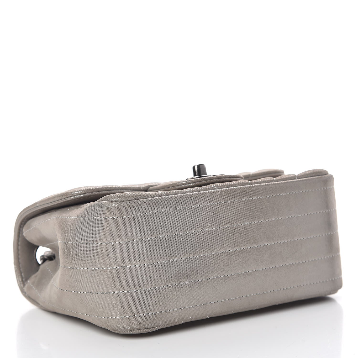 Chanel Iridescent Calfskin Chevron Quilted Mini Square Flap Silver 4 of 12