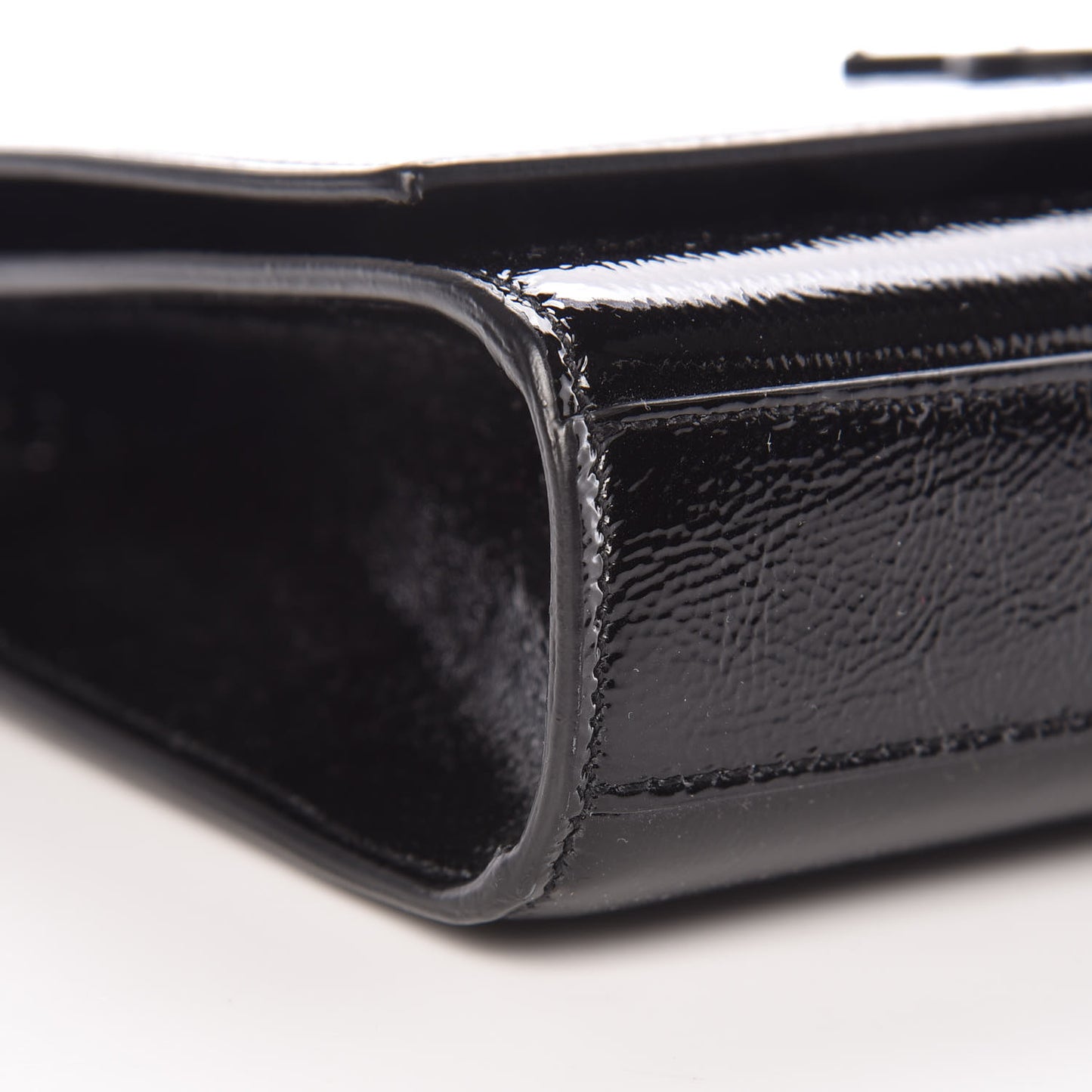 Textured Patent Medium Classic Monogram Kate Satchel Black