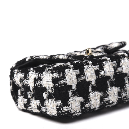 Chanel Tweed Quilted Mini Rectangular Flap Black Ecru White 8 of 11