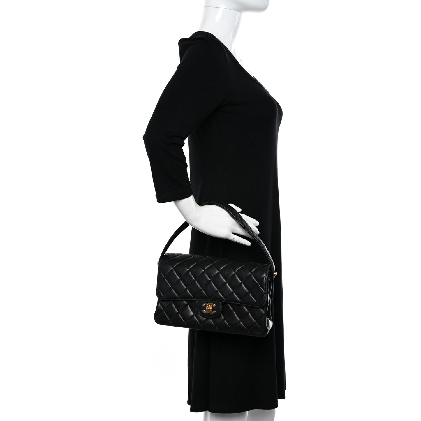 Lambskin Quilted Medium Double Sided Flap Black