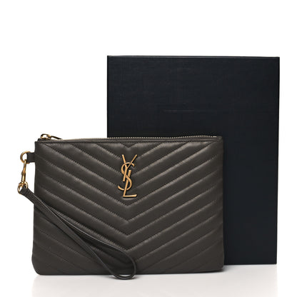 Saint Laurent Calfskin Matelasse Chevron Monogram A5 Wristlet Pebble 11 of 11
