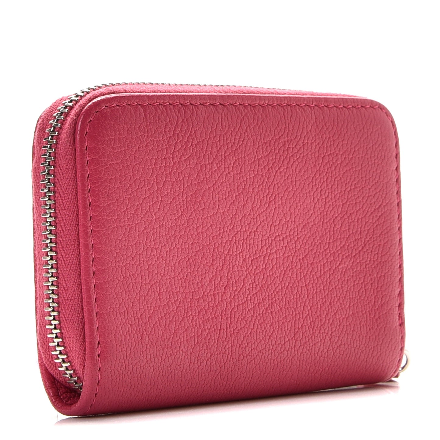 Goatskin Zip Coin Purse Fuchsia