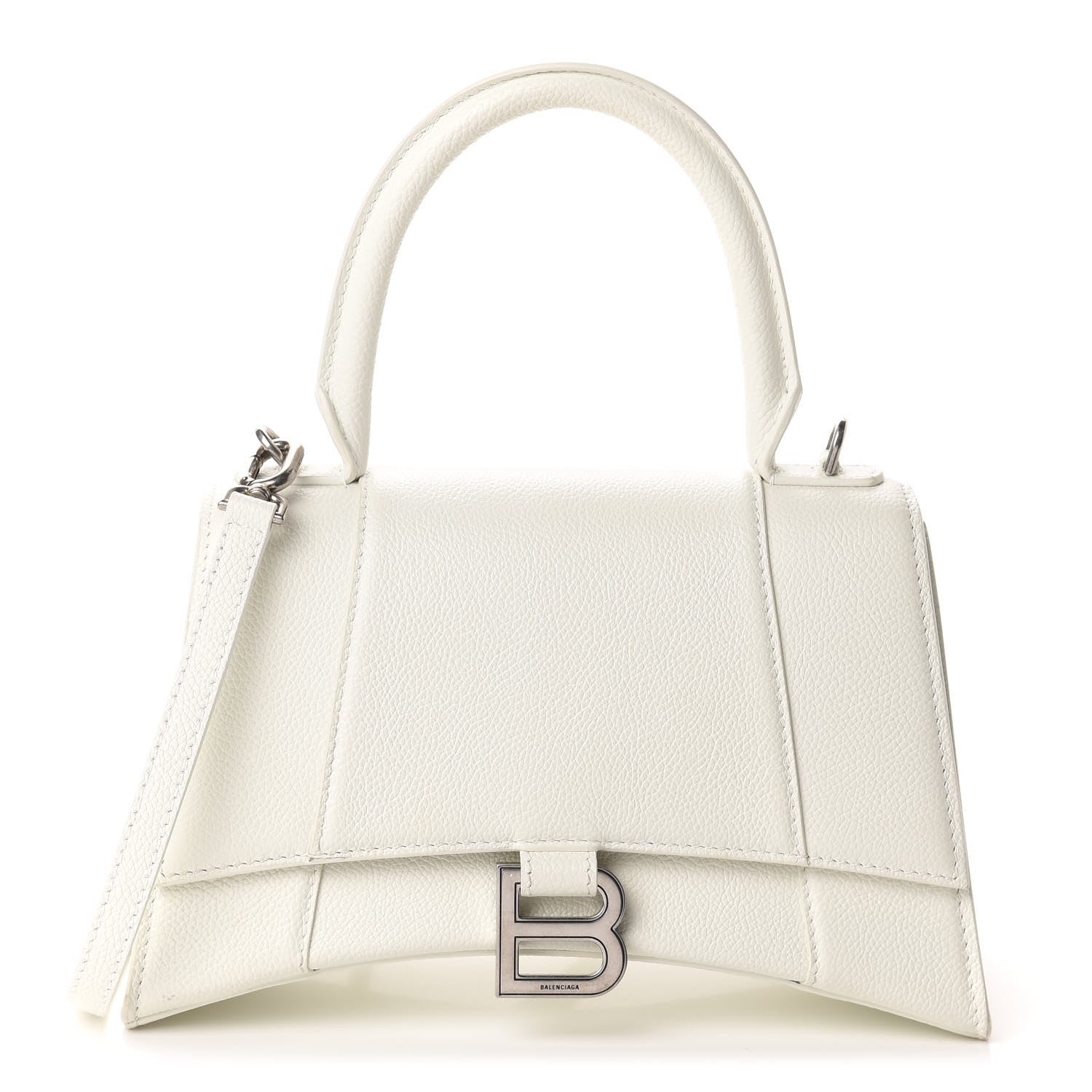 Balenciaga Grained Calfskin Small Hourglass Top Handle Bag White 1 of 9