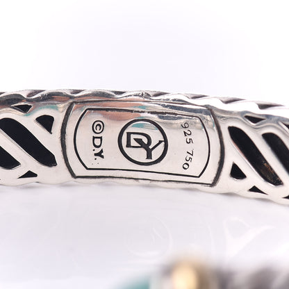 David Yurman Sterling Silver 18K Yellow Gold Turquoise 10mm Waverly Bracelet 4 of 4